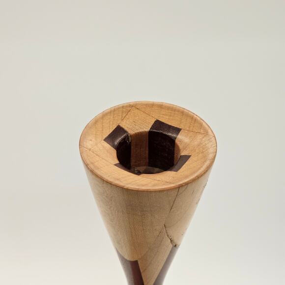 Vintage Mid-Century Modern Maple & Purpleheart Solid Wood Candlestick Holder - Picture 4 of 7